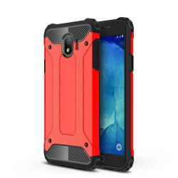 Armor Guard Plastic + TPU Hybrid Cell Phone Case Shell for Samsung Galaxy J4 (2018) - Red