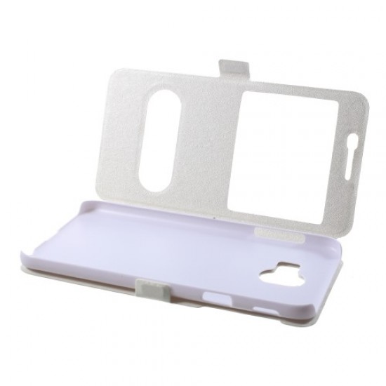 Δερμάτινη Θήκη Βιβλίο Smart Cover (Όψη Μεταξιού) για Samsung Galaxy J4 (2018) - Λευκό Samsung Θήκες Κινητών