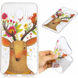 Pattern Printing IMD TPU Phone Cover for Samsung Galaxy J4 (2018) - Flowered Elk