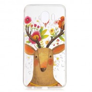 Θήκη Σιλικόνης TPU για Samsung Galaxy J4 (2018) - Ελάφι με Λουλουδένια Κέρατα