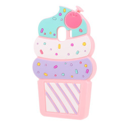 3D Cherry Ice Cream Silicone Accessory Cover Case for Samsung Galaxy J4 (2018) - Pink