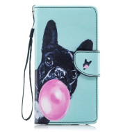 Pattern Painting Cross Texture Leather Wallet Stand Shell for Samsung Galaxy J4 (2018) - Cute Dog