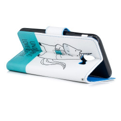 Pattern Painting Cross Texture Leather Wallet Stand Cell Phone Shell for Samsung Galaxy J4 (2018) - Unicorns Love Coffee Pattern Painting Cross Texture Leather Wallet Stand Cell Phone Shell for Samsung Galaxy J4 (2018) - Unicorns Love Coffee