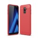 Carbon Fiber Texture Brushed TPU Phone Shell for Samsung Galaxy J8 (2018) - Red Samsung Cases Mobile