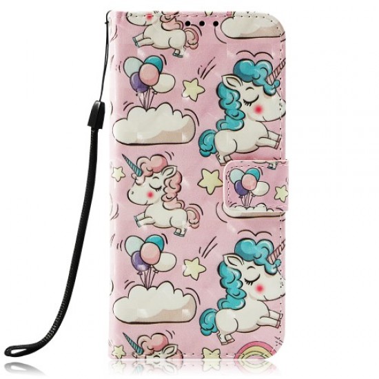 Pattern Printing Leather Wallet Stand Mobile Flip Cover for Samsung Galaxy J8 (2018) - Unicorn Samsung Cases Mobile