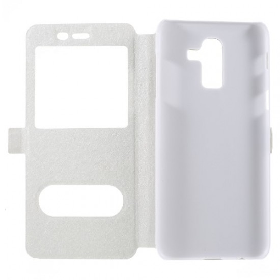 Δερμάτινη Θήκη Βιβλίο Smart Cover (Όψη Μεταξιού) για Samsung Galaxy J8 (2018) - Λευκό Samsung Θήκες Κινητών