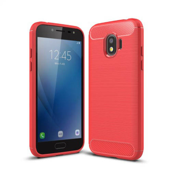 Θήκη Σιλικόνης TPU Carbon Fiber Brushed για Samsung Galaxy J2 Pro 2018 - Κόκκινο Samsung Θήκες Κινητών