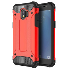 Armor Guard Plastic + TPU Hybrid Mobile Phone Shell for Samsung Galaxy J2 Pro 2018 - Red