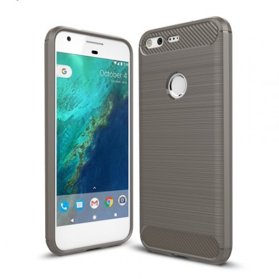 Carbon Fiber Brushed TPU Shockproof Mobile Cover for Google Pixel - Grey Google Pixel mobile Cases