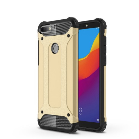 Heavy Duty Rugged Combo Cell Phone Case (Plastic + TPU) for Huawei Enjoy 8/Honor 7C/Y7 Prime (2018) - Gold Huawei Cases Mobile