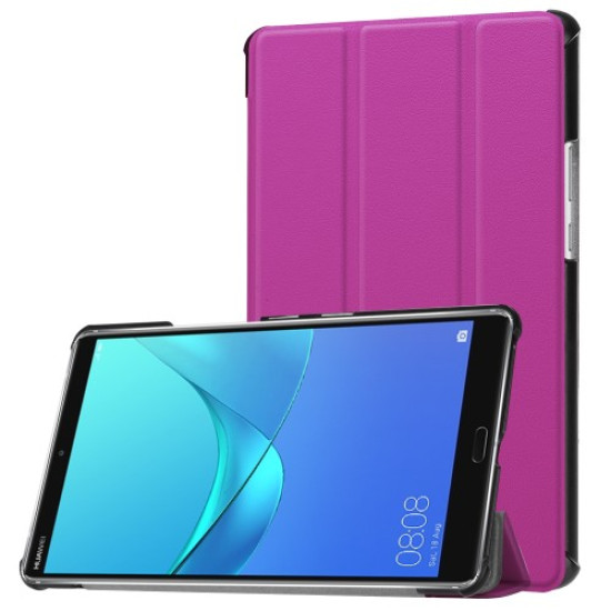 For Huawei MediaPad M5 8 Tri-fold Leather Cover Accessory with Stand - Purple Huawei Tablets Case