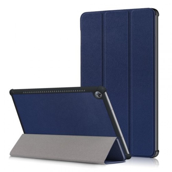 Tri-fold Stand PU Leather Protector Shell for Huawei MediaPad M5 10 / M5 10 (Pro) - Dark Blue Huawei Tablets Case