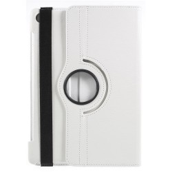 Litchi Skin Leather Cover with Rotating Stand for Huawei MediaPad M5 10 / M5 10 (Pro) - White