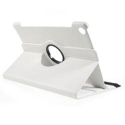 Litchi Skin Leather Cover with Rotating Stand for Huawei MediaPad M5 10 / M5 10 (Pro) - White