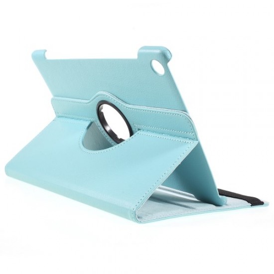 Litchi Skin 360-Degree Rotating Stand Leather Cover Case for Huawei MediaPad M5 10 / M5 10 (Pro) - Baby Blue Huawei Tablets Case