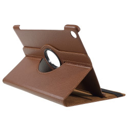 Litchi Skin Leather Cover Shell with Rotating Stand for Huawei MediaPad M5 10 / M5 10 (Pro) - Brown