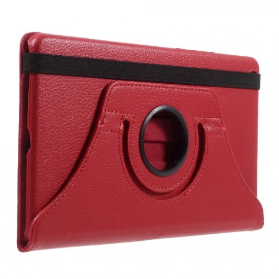 Litchi Grain 360 Degree Swivel Stand Leather Cover Case for Huawei Mediapad M3 Lite 8.0 (8 Inch) - Red Huawei Tablets Case