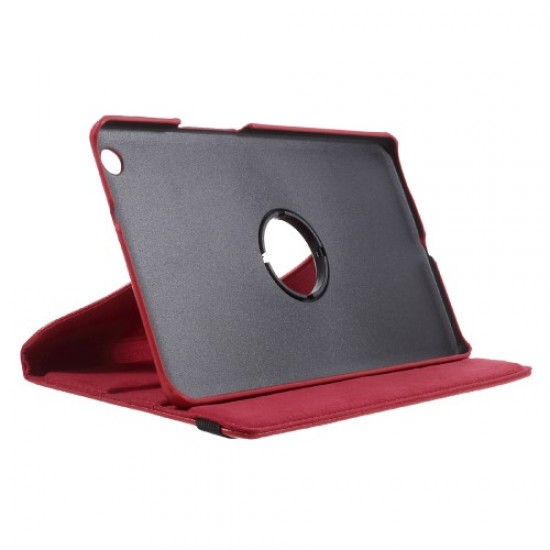 Litchi Grain 360 Degree Swivel Stand Leather Cover Case for Huawei Mediapad M3 Lite 8.0 (8 Inch) - Red Huawei Tablets Case