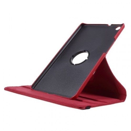 Litchi Grain 360 Degree Swivel Stand Leather Cover Case for Huawei Mediapad M3 Lite 8.0 (8 Inch) - Red Huawei Tablets Case