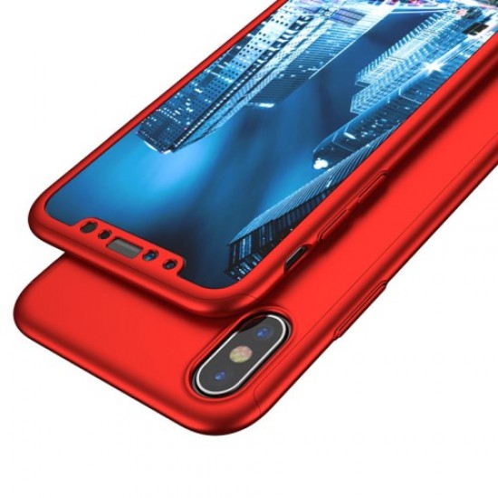 IPAKY Full Protection Hard Plastic Phone Case for iPhone X/10 - Red 