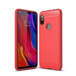 Θήκη Σιλικόνης TPU Carbon Fiber Brushed για Xiaomi Redmi Note 6 - Κόκκινο