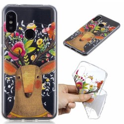 Θήκη Σιλικόνης TPU για Xiaomi Mi A2 Lite / Redmi 6 Pro - Ελάφι με Λουλουδένα Κέρατα