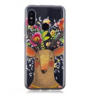 Θήκη Σιλικόνης TPU για Xiaomi Mi A2 Lite / Redmi 6 Pro - Ελάφι με Λουλουδένα Κέρατα