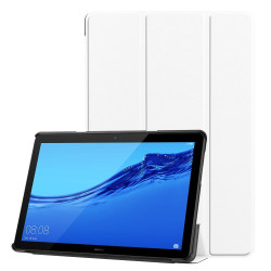 Tri-fold Leather Cover with Stand for Huawei MediaPad T5 10 - White