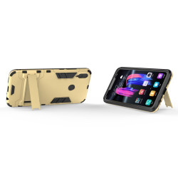 Υβριδική Θήκη Σιλικόνης TPU σε Συνδυαμό με Πλαστικό και με Βάση Στήριξης για Huawei Honor 8X - Χρυσαφί