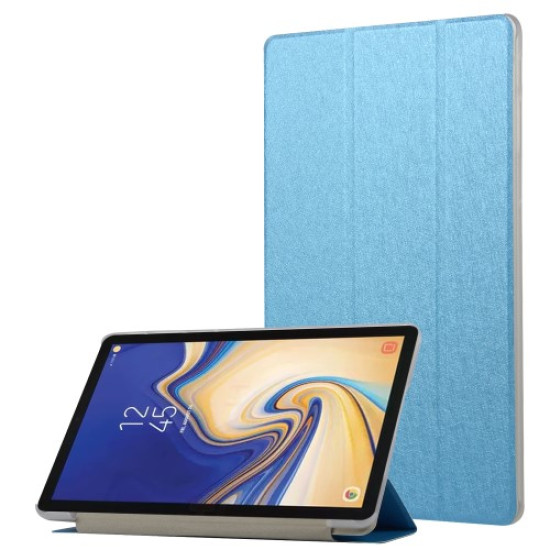 Silk Texture Tri-fold Leather Stand Smart Tablet Shell for Samsung Galaxy Tab S4 10.5 T830/T835 - Baby Blue Samsung Cases Mobile Tablet