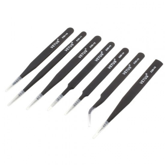 VETUS 7-in-1 High Strength Precision Stainless Steel Professional Tweezers Set Repair Tools