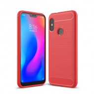 Θήκη Σιλικόνης TPU Carbon Fiber Brushed για Xiaomi Mi A2 Lite / Redmi 6 Pro - Κόκκινο