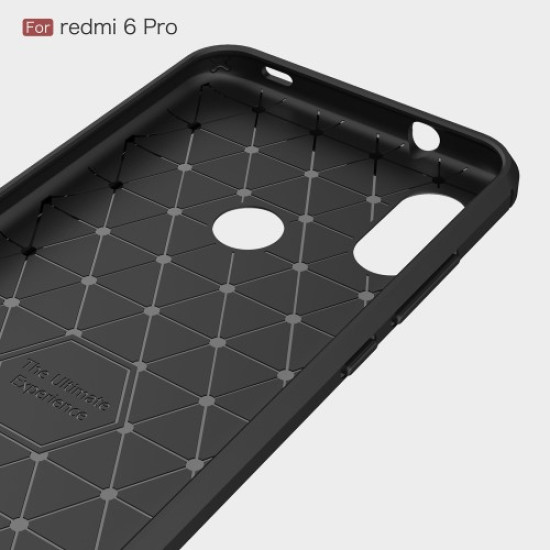 Θήκη Σιλικόνης TPU Carbon Fiber Brushed για Xiaomi Mi A2 Lite / Redmi 6 Pro - Κόκκινο XIAOMI Θήκες Κινητών