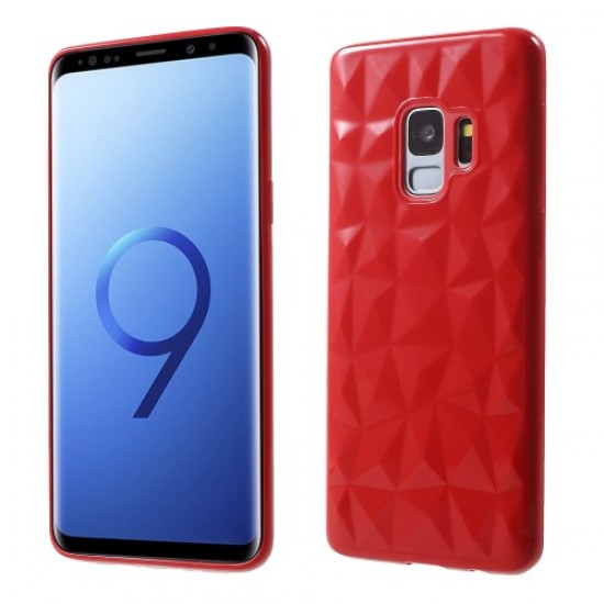 3D Diamond Texture TPU Case for Samsung Galaxy S9 SM-G960 - Red Samsung Cases Mobile