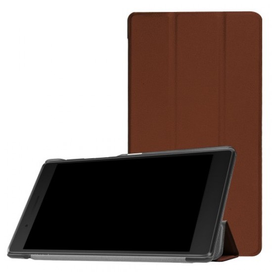 Tri-fold Leather Protection Accessory Shell with Stand for Lenovo Tab 7 Essential (2017) / Tab 4 7 - Brown Lenovo Cases Mobile Tablet