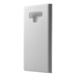 Solid Color Card Holder Leather Phone Shell for Samsung Galaxy Note 9 - White