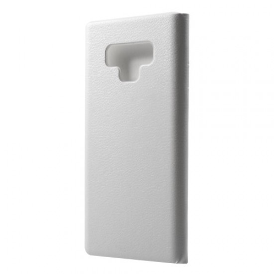 Solid Color Card Holder Leather Phone Shell for Samsung Galaxy Note 9 - White Samsung Cases Mobile