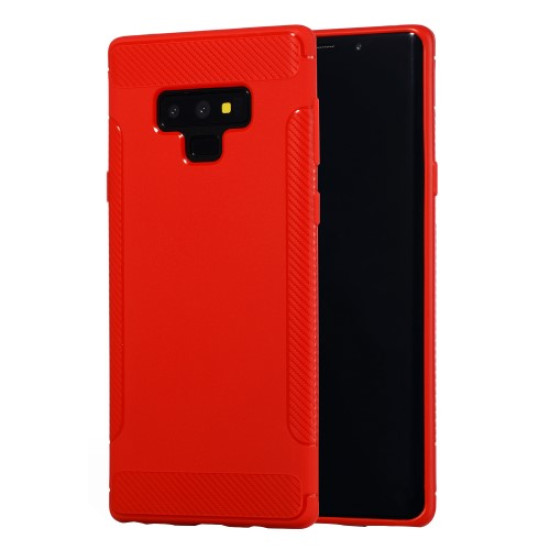 Θήκη Σιλικόνης TPU Carbon Fiber Brushed για Samsung Galaxy Note 9 N960 - Κόκκινο Samsung Θήκες Κινητών