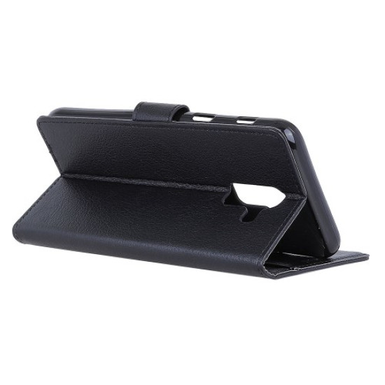 Litchi Grain Wallet Stand Leather Phone Case for Samsung Galaxy J8 (2018) - Black Samsung Cases Mobile