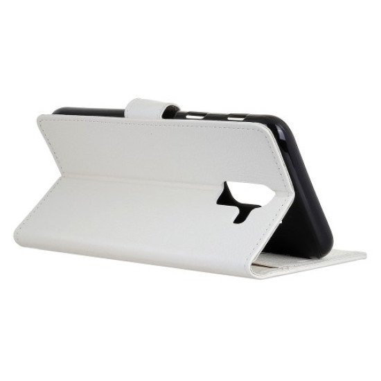 Δερμάτινη Θήκη Πορτοφόλι με Βάση Στήριξης για Samsung Galaxy J8 (2018) - Λευκό Samsung Θήκες Κινητών
