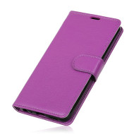 Litchi Grain Wallet Stand Leather Cellphone Cover Case for Samsung Galaxy J8 (2018) - Purple