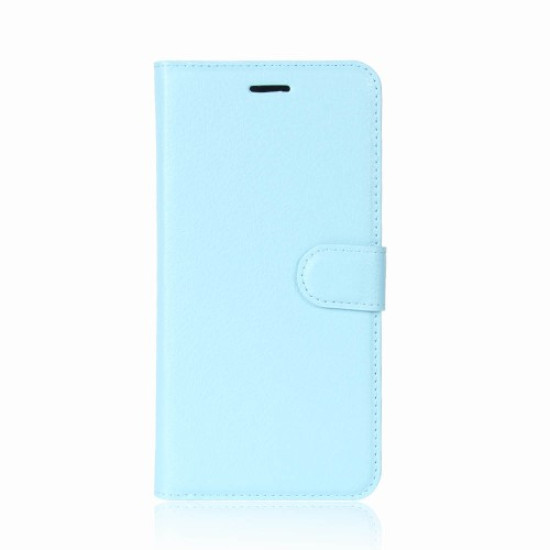 Litchi Skin PU Leather Wallet Stand Phone Magnetic Cover for Huawei P Smart / Enjoy 7S - Blue Huawei Cases Mobile