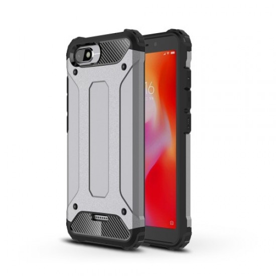 Tough Armor Υβριδική Θήκη Σιλικόνης TPU σε Συνδυαμό με Πλαστικό για Xiaomi Redmi 6A (Single 12MP Rear Camera) - Γκρι XIAOMI Θήκες Κινητών