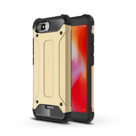 Tough Armor Υβριδική Θήκη Σιλικόνης TPU σε Συνδυαμό με Πλαστικό για Xiaomi Redmi 6A (Single 12MP Rear Camera) - Χρυσαφί XIAOMI Θήκες Κινητών