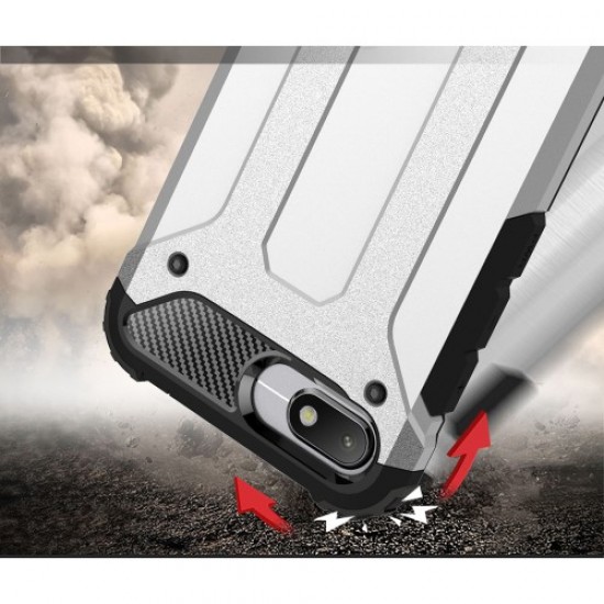 Tough Armor Υβριδική Θήκη Σιλικόνης TPU σε Συνδυαμό με Πλαστικό για Xiaomi Redmi 6A (Single 12MP Rear Camera) - Γκρι XIAOMI Θήκες Κινητών