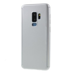 Σκληρή Θήκη Ματ 360 μοιρών με Βελούδινη Υφή Πρόσοψης και Πλάτης και Σκληρυμένη Μεμβράνη Προστασίας Οθόνης για Samsung Galaxy S9 Plus G965 - Ασημί