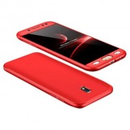 GKK 360 μοιρών Σκληρή Θήκη Ματ με Βελούδινη Υφή Πρόσοψης και Πλάτης για Samsung Galaxy J5 (2017) - Κόκκινο