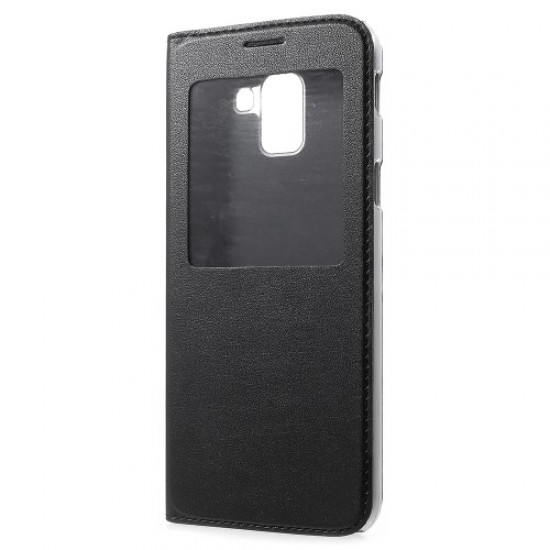 View Window Leather Phone Cover for Samsung Galaxy J6 (2018) - Black Samsung Cases Mobile