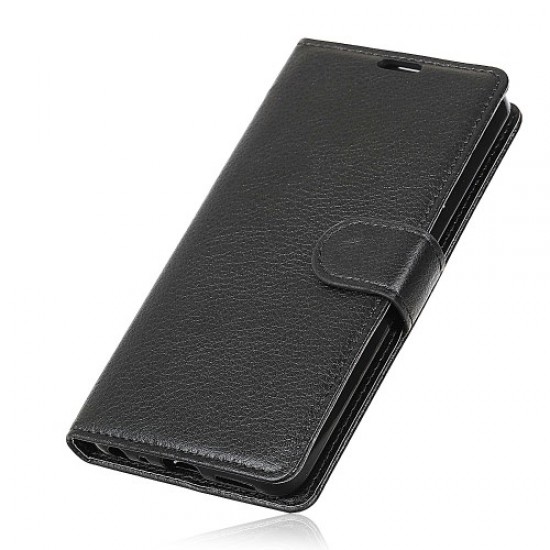 Litchi Skin Wallet Leather Stand Case for Samsung Galaxy J4 (2018) - Black Samsung Cases Mobile