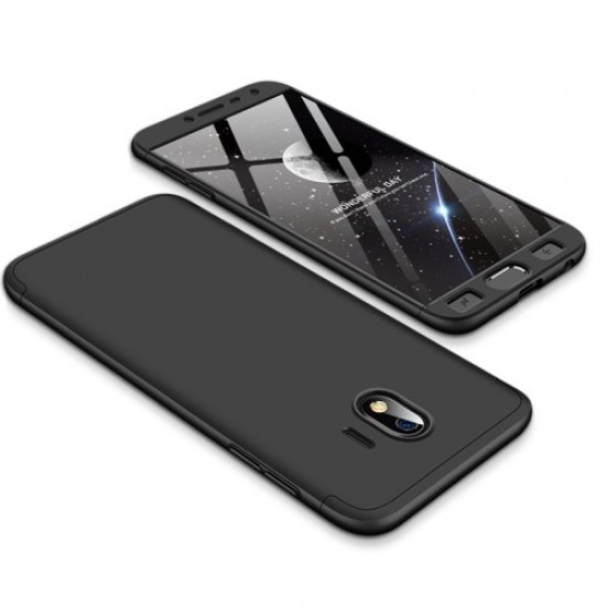 GKK 360 μοιρών Σκληρή Θήκη Ματ με Βελούδινη Υφή Πρόσοψης και Πλάτης για Samsung Galaxy J4 (2018) - Μαύρο Samsung Θήκες Κινητών